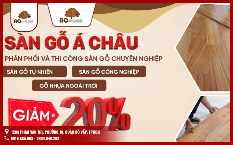 Hơn 10 năm hoạt động, Sàn gỗ Á Châu tự hào là một trong những nhà phân phối và thi công sàn gỗ uy tín nhất tại TP.HCM. Chúng tôi cung cấp đa dạng các loại sàn gỗ tự nhiên, công nghiệp, ngoài trời cùng phụ kiện trang trí nội ngoại thất, đảm bảo chất lượng và dịch vụ tốt nhất.